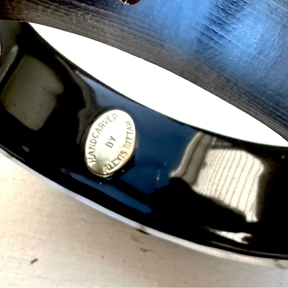 Alexis Bittar Steel Blue Lucite Studded Bangle Bracelet - Picture 6 of 9